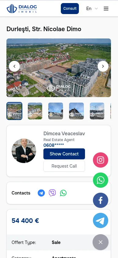 Dialog Imobil — Mobile property page