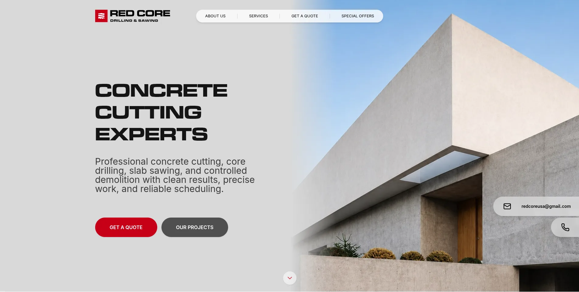 Red Core Concrete — Lead-gen site