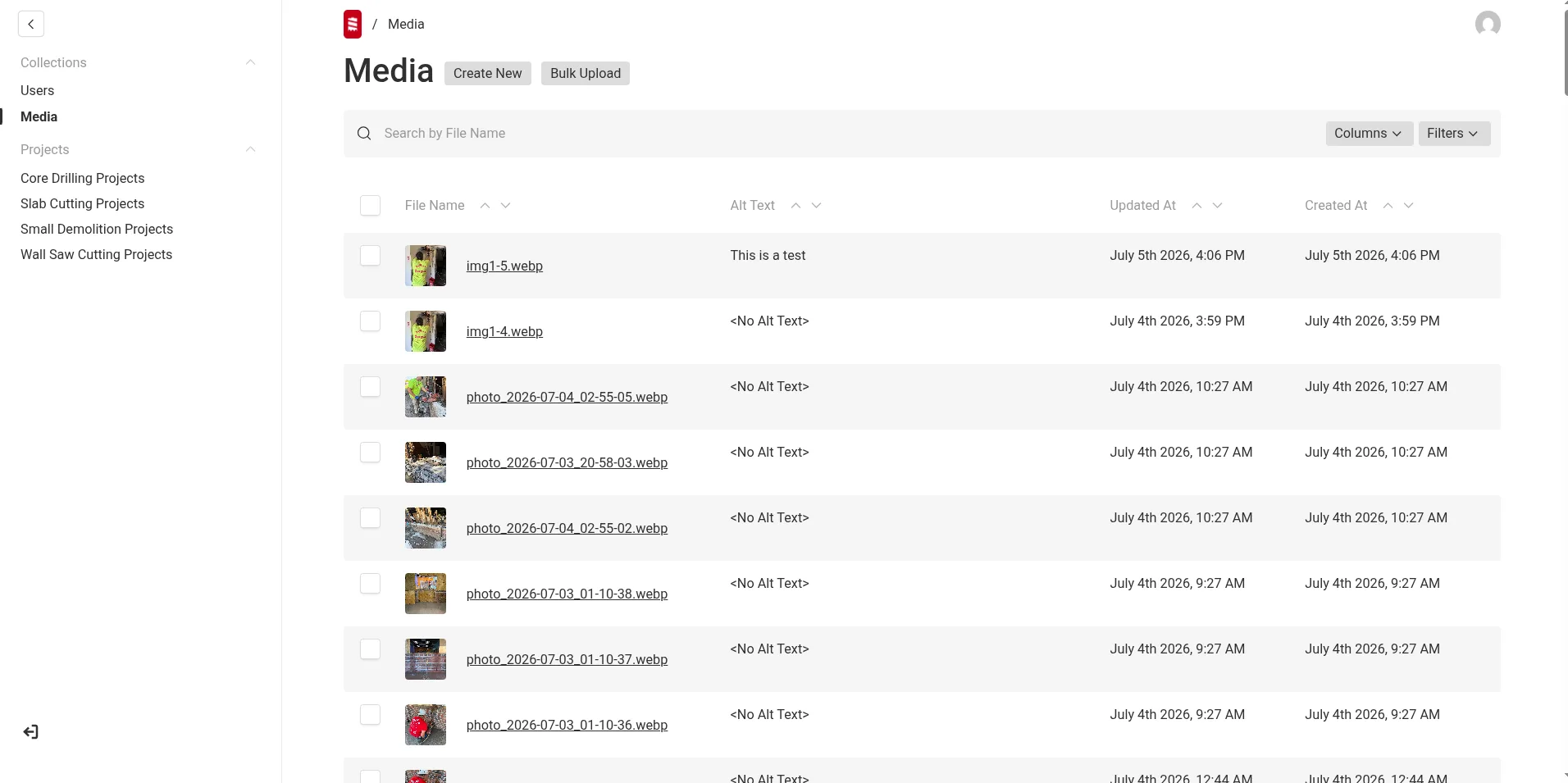 Red Core Concrete — CMS — project media